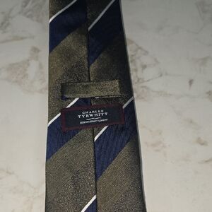 Charles Tyrwhitt Blue and Green Diagonal Striped Tie